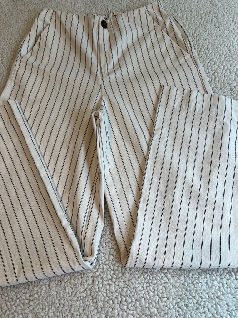 a new day Cream Pinstripe Wide Leg Jeans